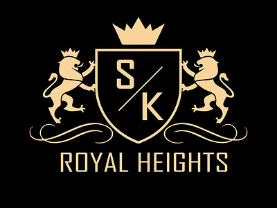 SK letters Royal Luxury Logo with Black Background in Golden