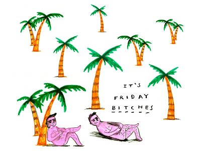 Friday beach drawing friday illustration palms