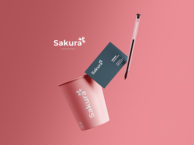 Sakura Logo Cup & Business Card branding design designer designer logo designer portfolio icon logo minimal mock up mockup mockups vector