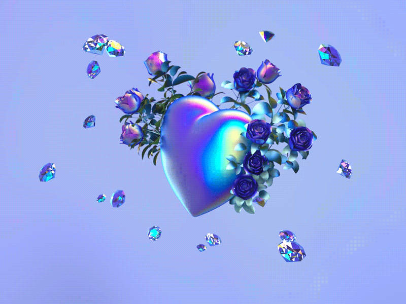 💜 3d annazinovieva c4d cinema4d diamonds gif heart purple zinzen