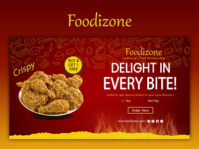 Foodizone - A food delivery App banner branding design graphicdesign logo marketing ui ui design