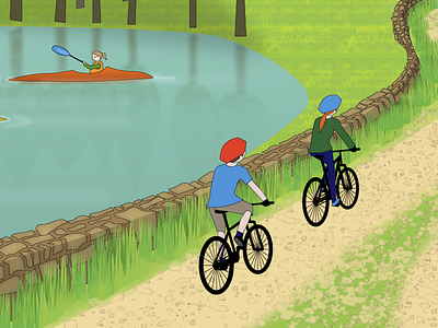 Cyclists illustration landscape