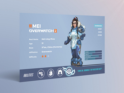 Mei Info Card dailyui dailyui challenge design figma game ui info card overwatch overwatch2 ui ux web