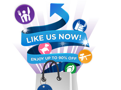 FB Like Page arrow bag blue colorful facobook icon like shopping
