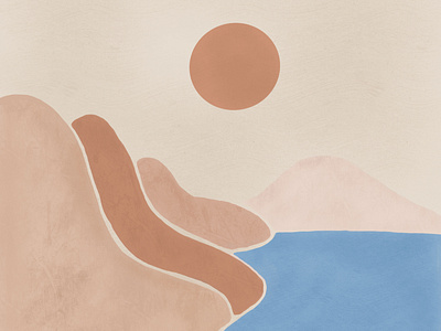 Minimalistic Landscape in Boho Style boho digital art illustraion illustration art illustration digital illustrations landscape landscape illustration lanscape minimal minimalist minimalist design minimalistic art mountain mountains pastel pastel colors procreate scandinavian sea