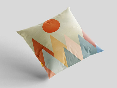 Mountains for Pillow Design illustration art illustration digital minimalistic mountains nature pattern pillow design procreate scandinavian sun t shirt design textile textile design travel