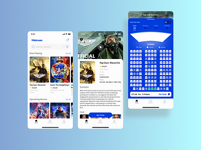 Mooovees - Cinema Ticketing App exploration figma mobile apps ui ui design