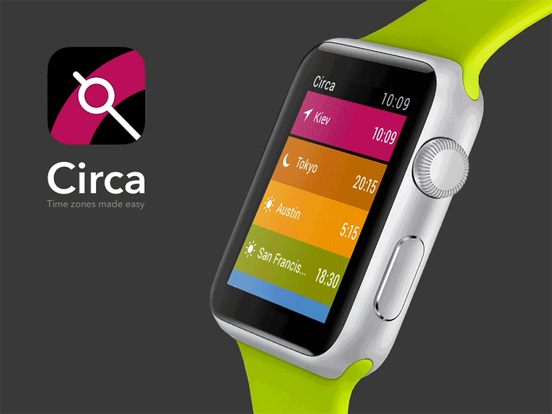Circa for Apple Watch application circa flat ios time zones
