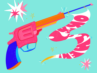 Toy gun bang illustration okay then shoot toy gun