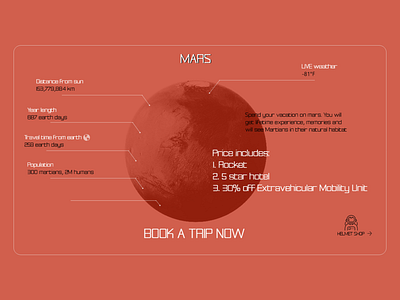 Travel To Mars cosmos design mars planet red solar system travel ui uiux website website design