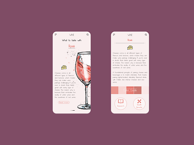 Wine app adobe photoshop adobe xd app design app ui application design design pink rose ui uiux wine wineapp