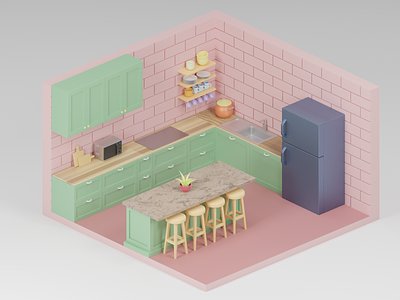 Kitchen Isometric Room 3d art 3d modeling blender3d