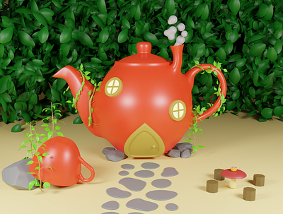 Teapot House 3d art 3d modeling blender blender3d