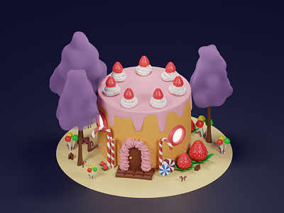 Cake House 3d art 3d modeling blender blender3d