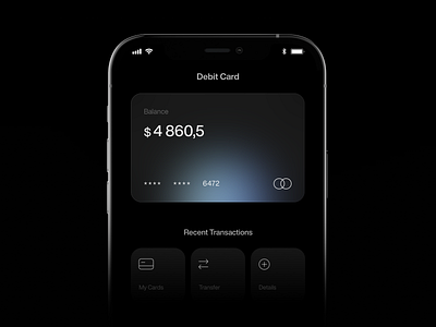 Banking Dashboard - Credit Cards art direction bank bank app banking blur blurred cards credit card dark mode detail glass mobile app transactions transfer ui ux