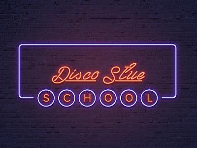 Disco Stue dance design disco logo minimal neon retro stue