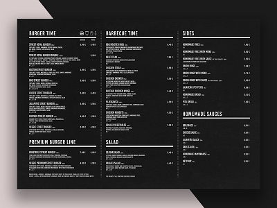 Street Burger Menu