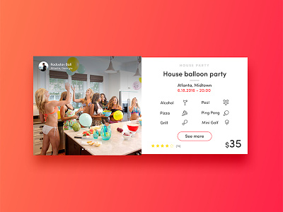Party Card card cheers clean gradient minimalistic party typography ui ux web
