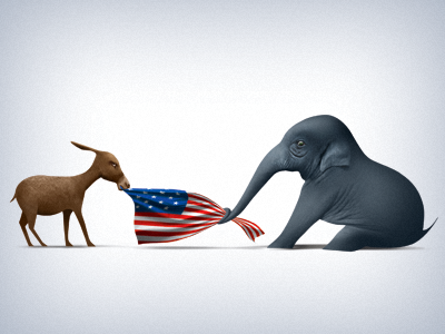 Democracy In America america donkey elephant flag politics usa
