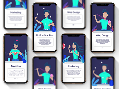 Designer Portfolio App Project app branding clean concept design flat illustration interface iphonex iphonexs portfolio typogaphy ui user experience ux ui web website