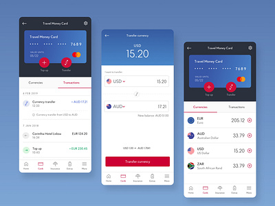 Currency Travel Card App app banking banking app currency currency app design finance mobile app ui ui design user experience user interface ux ux design