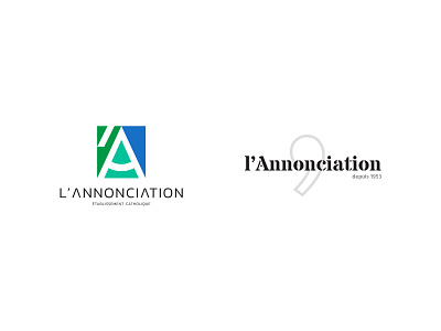 L'Annociation logo(s) annonciation branding catholic identity logo logo design modern school type typography vector