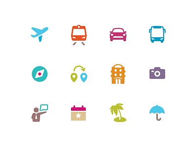 Travel Icons flat glyph icons travel vacation