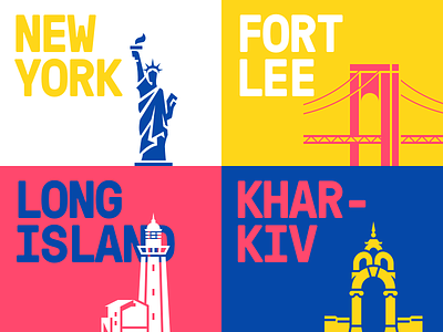 Offices Locations city country icon illustration new york office typography ui ukraine usa ux