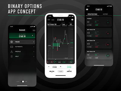 Binary Options App Concept android app blockchain concept crypto crypto currency interaction ios iphone trading ui ux