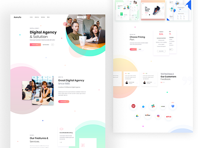 Digital Agency Website app design flat graphic design landing page minimal mobile app mobile ui ui ui mobile uiux ux web web ui website