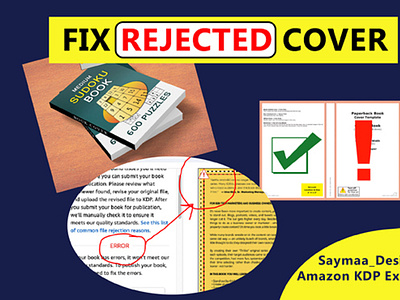 I will Fix any error Rejected book Cover or manuscript amazon error book cover error cover kdp cover kindle kdp rejected rejected by amazon kdp