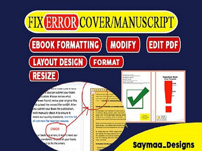 Fix error cover/Manuscript ebook ebook formatting error cover error manuscript fix error cover format formatting kindle ebook kindle formatting layout design