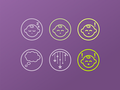 Icon set baby clean cloud flat icon lullaby sketch