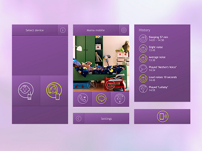 RadioNanya screens baby button clean cloud flat history icon lullaby parent screen sketch