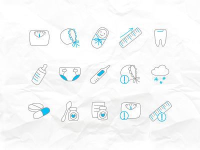 Icon set baby buttons clean design icon illustration set sketch ui