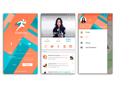 Human - Material Design android app clean icon login material material design menu profile