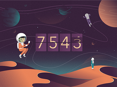 space promo astronaut charity child cosmos counter illustration planet space star timer