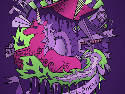 Unicorn madness candy egg house illustration insane