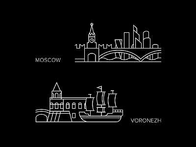 city Icons architecture bridge building cities city icon illustration moscow russia vector voronezh