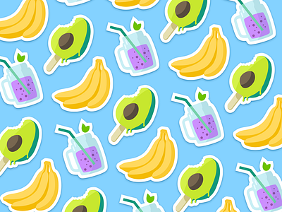 fresh avocado banana bottle delicious flat food fresh fruit icon illustration patterns smoothies