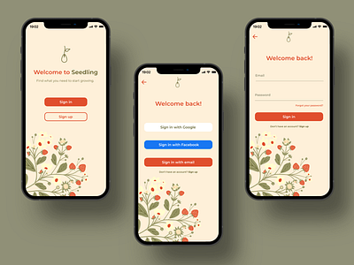 Seedling sign in app branding design flat minimal typography ui ux