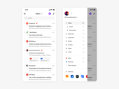 Yandex Mail mobile concept design interface mail mobile product ui ux yandex