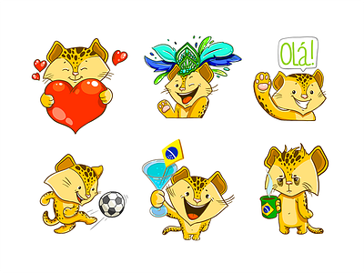 Stickers for ICQ (Brazilian FC 2014) agency bangbangstudio brazil championship football illustration jaguar moscow soccer tsvetkova vector