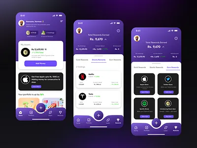 INDmoney Mobile App Rewards section redesign. colorinspiration design indmoney investment investmentapp mobile app productdesign rewardapp rewardscreens ui ux