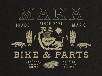 Maka Garage badge badge design branding illustration logo merchandise typography vintage vintage design vintage logo