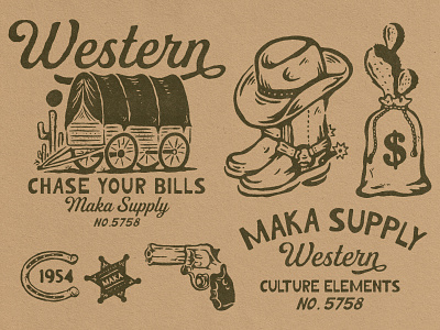 Maka Western Illustration badge badge design branding illustration merchandise outdoor typography vintage vintage design vintage logo western