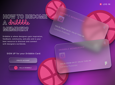 Hello! Dribbble! branding design dribbble dribbble invitation dribbble invite dribble glass card glass effect glassmorphism glassy icon illustration ui ux web