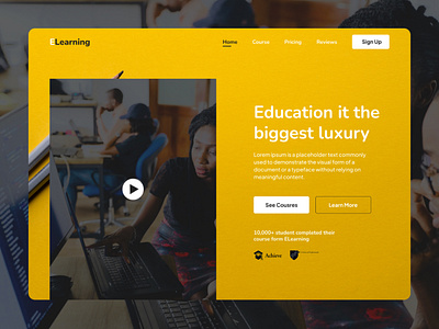 ELearning Website header Design animation design figma graphic design header ui webdesign