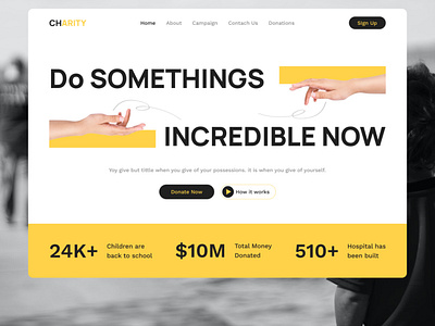 Charity - Website Header Design charity design figma figmadesign graphic design ui ux webdesign