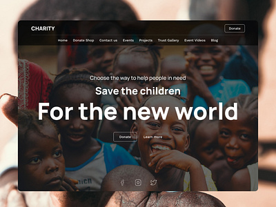 Charity - Website Header Design charity design figma graphic design ui ux webdesign
